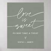 SAGE Love is Sweet Wedding Favors Sign Poster (Voorkant)