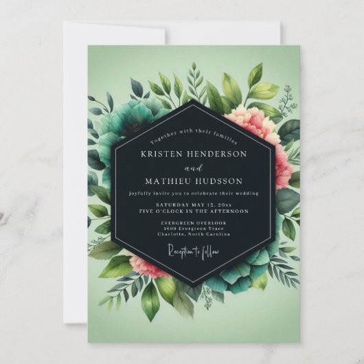 Sage Lush Botanical Wedding Kaart (Voorkant)