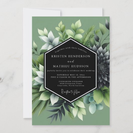 Sage Lush Succulent Wedding Kaart (Voorkant)