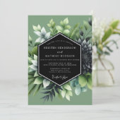 Sage Lush Succulent Wedding Kaart (Staand voorkant)