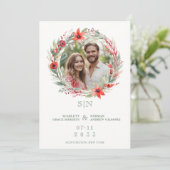 Sage Luxury Initials Floral Red Shades Round Photo Kaart (Staand voorkant)