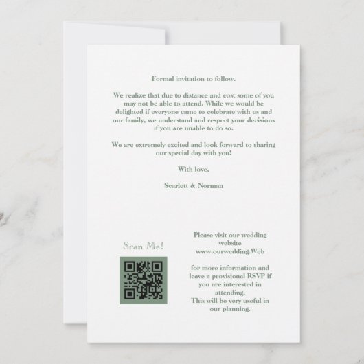 Sage Luxury Initials Floral Red Shades Round Photo Save The Date (Achterkant)