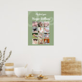 Sage Maandelijkse Foto Baby 1e Verjaardag Poster (Keuken)