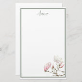 Sage Magnolia Gepersonaliseerd Briefpapier (Voorkant / Achterkant)