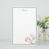 Sage Magnolia Gepersonaliseerd Briefpapier (Staand voorkant)