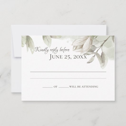 Sage Magnolias Elegant Wedding Response Kaart (Voorkant)
