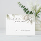 Sage Magnolias Elegant Wedding Response Kaart (Staand voorkant)
