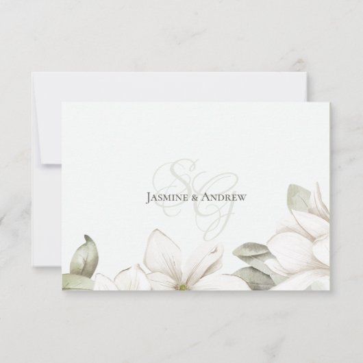 Sage Magnolias Elegant Wedding Response Kaart (Achterkant)
