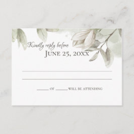 Sage Magnolias Elegant Wedding Response Kaart