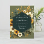 Sage Marigold Harvest Wedding Kaart (Staand voorkant)