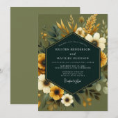 Sage Marigold Harvest Wedding Kaart (Voorkant / Achterkant)
