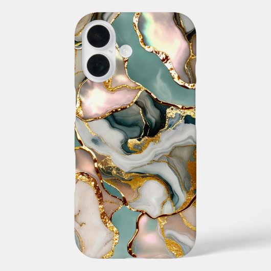 Sage Marmer Hoesje Goud Abstract Luxe (Achterkant)
