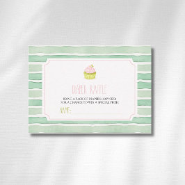Sage Matcha Cupcake Baby Shower Luier Raffle Informatiekaartje