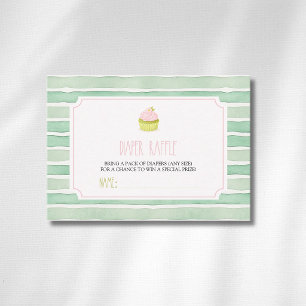 Sage Matcha Cupcake Baby Shower Luier Raffle Informatiekaartje
