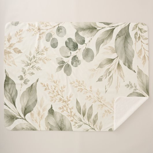 Sage Meadow Botanische sherpa deken (Voorkant (horizontaal))