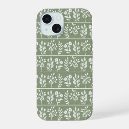 Sage Meadow Green Botanische Bloem Tuin Kunst iPhone 15 Case