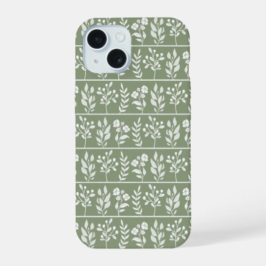 Sage Meadow Green Botanische Bloem Tuin Kunst iPhone 15 Case (Achterkant)