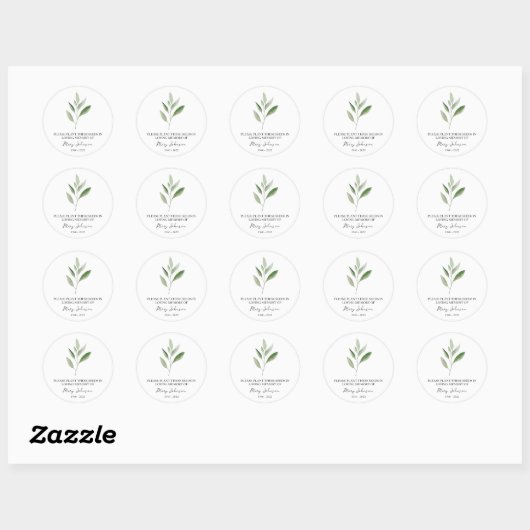 Sage Memorial Funeral Seed Packet Ronde Sticker (Vel)