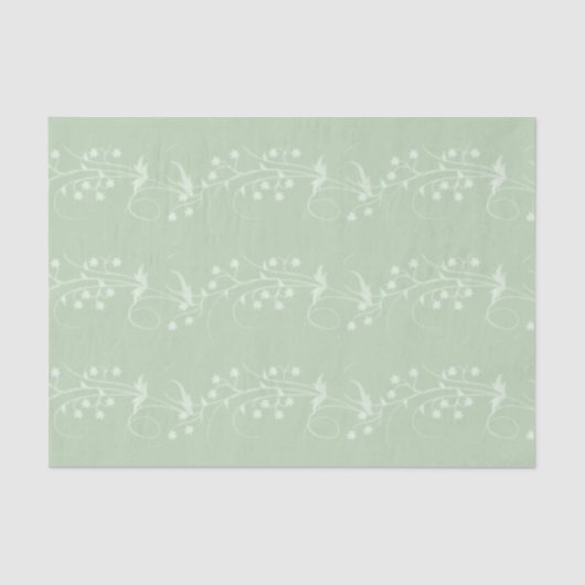 Sage met Crème Floral Scroll Tissue Paper Tissuepapier (Voorkant)