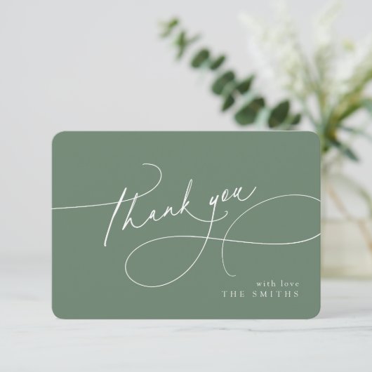 Sage Minimaal Elegant Script Kerst Bedankt (Staand voorkant)
