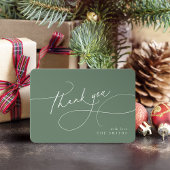Sage Minimaal Elegant Script Kerst Bedankt