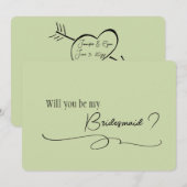 Sage Minimal Calligraphy Bruidsmeisje Voorstel    Kaart (Voorkant / Achterkant)