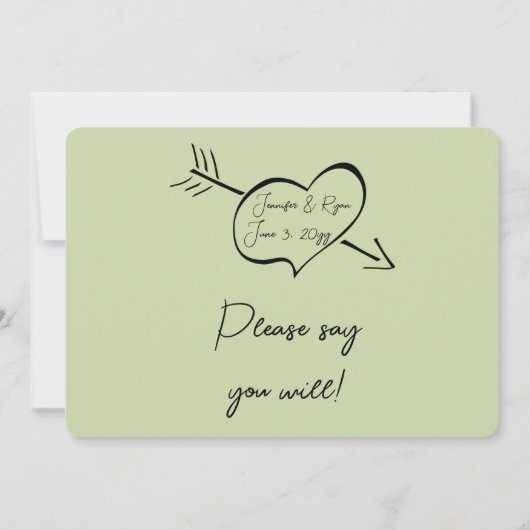 Sage Minimal Calligraphy Bruidsmeisje Voorstel    Kaart (Achterkant)