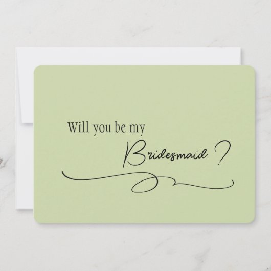 Sage Minimal Calligraphy Bruidsmeisje Voorstel    Kaart (Voorkant)
