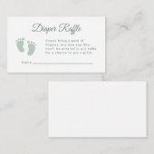 Sage Minimal Little Footsteps Baby Shower Diaper Informatiekaartje (Voorkant / Achterkant)