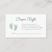 Sage Minimal Little Footsteps Baby Shower Diaper Informatiekaartje (Voorkant)
