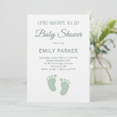 Sage Minimal Little Footsteps Baby Shower Kaart (Staand voorkant)