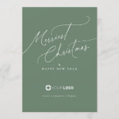 Sage Minimal Script Prettig Kerstfeest Bedrijf Feestdagenkaart (Voorkant)