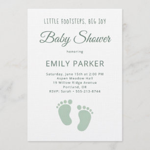Sage Minimale Kleine Voetstappen Baby Shower Kaart
