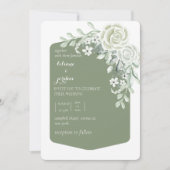 sage minimalist floral bruiloft uitnodiging (Voorkant)