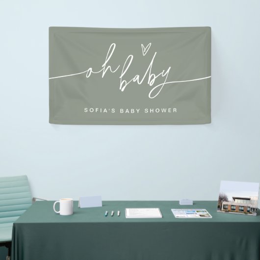 SAGE Minimalist OH Baby shower Welkom Spandoek (Beurs)