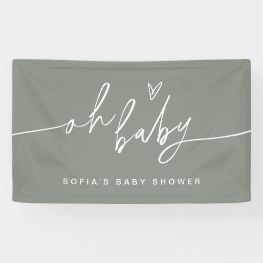 SAGE Minimalist OH Baby shower Welkom Spandoek (Horizontaal)