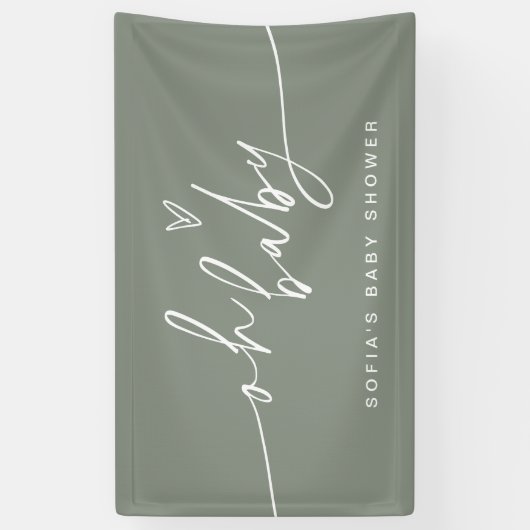 SAGE Minimalist OH Baby shower Welkom Spandoek (Verticaal)