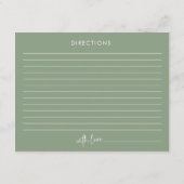 Sage Minimalist Script Vrijgezellenfeest Recept Ka Informatiekaartje (Achterkant)