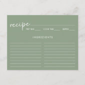 Sage Minimalist Script Vrijgezellenfeest Recept Ka Informatiekaartje (Voorkant)