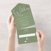 Sage minimalist Wedding All In One Uitnodiging (Afscheurbaar)