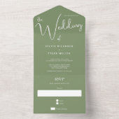 Sage minimalist Wedding All In One Uitnodiging (Binnen)