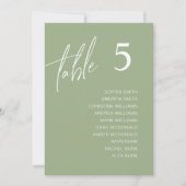 Sage Minimalist Wedding Table Seating Chart Kaart (Voorkant)