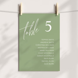 Sage Minimalist Wedding Table Seating Chart Kaart