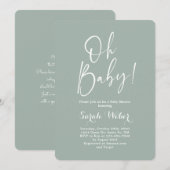 Sage minimalistisch modern baby shower kaart (Voorkant / Achterkant)