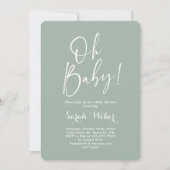 Sage minimalistisch modern baby shower kaart (Voorkant)