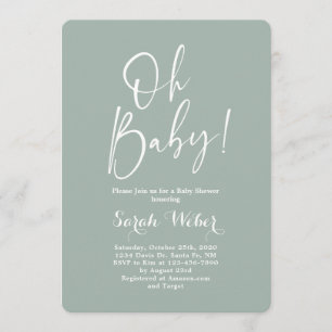 Sage minimalistisch modern baby shower kaart