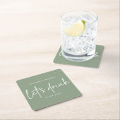 Sage Minimalistisch Schrift Bruiloft Coaster Kartonnen Onderzetters (Insitu)