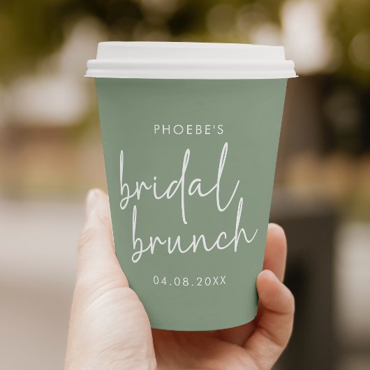 Sage Minimalistisch Script Bruids Brunch Papieren Bekers