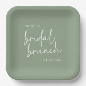 Sage minimalistisch script bruids brunch papieren bordje (Voorkant)