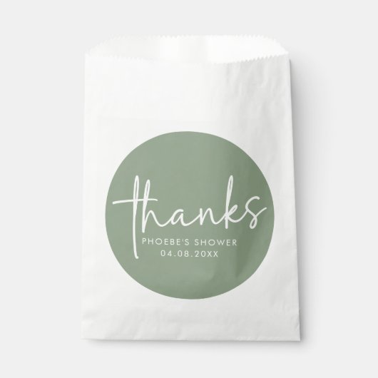 Sage Minimalistisch Script Vrijgezellenfeest Bedankzakje (Voorkant)